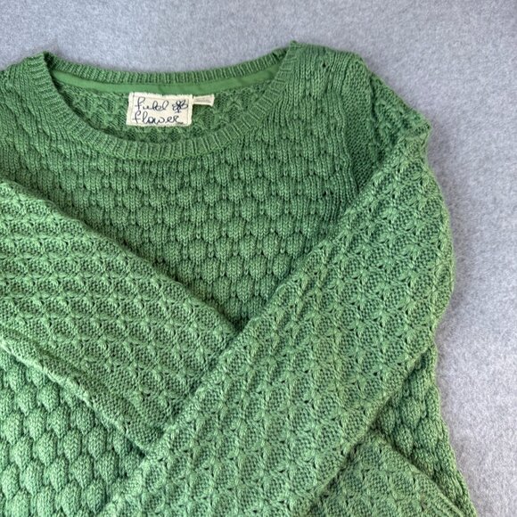 Field Flower Anthro Green Knit Long Sleeve Sweater Size Small Wool‎ Mohair Blend - Picture 9 of 11